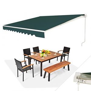 RELAX4LIFE Store Banne Rétractable Manuel en Alu avec Manivelle, Auvent en Polyester Résistant avec Angle Réglable 5-35°, Protection UV pour Balcon Fenêtre Terrasse (3 x 2,5 m, Vert) (RELAX4LIFE, neuf)