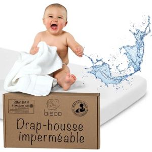 Bisoo Drap Housse Cododo 55x90 Impermeable - Drap Housse Berceau Alese Protege Matelas Bebe Compatible Kinderkraft Fabimax Neste Waldin Hauck - 100% Jersey Oeko-Tex - 1 Drap Blanc 55 x 90 CM (Bisoo LLC, neuf)