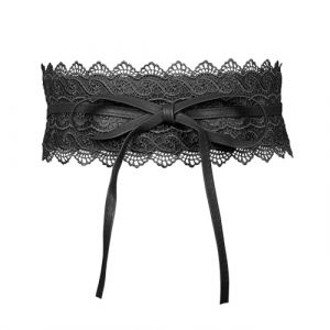 MILAKOO Femmes Ceinture de taille Large Dentelle Douce avec Cordon de Serrage Gland Femmes Ceinture à Nouer Large Obi Large Bande d'enroulement Taille Cravate Ceinture pour robe Mariage Parti (Baiyu Jewelry, neuf)