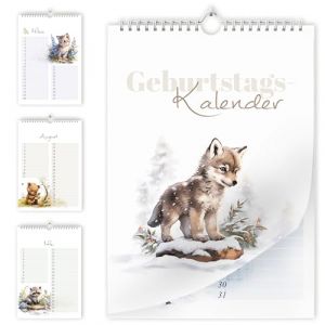 Calendrier d'anniversaire planificateur d'anniversaire sans tracas Calendrier mural A5 Toujours Calendrier annuel Anniversaire Revue d'anniversaire Suspendre Motif animal en aquarelle délicate Animal (Klasse-Vertrieb, neuf)