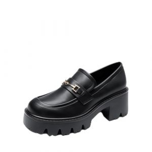 DREAM PAIRS Mocassin Femme Confortables à Plateforme, Mocassins en Cuir à Enfiler, Chaussures Loafers Habillées pour Bureau et Quotidien,Size 41.5,Noir-PU,DWUMLS2534 (dreampairsEU, neuf)