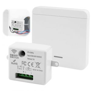Interrupteur d'&eacute;clairage Sans Fil Kit Interrupteur Sans Fil avec &eacute;metteur et Contr&ocirc;leur R&eacute;cepteur 10 A 240 V Va et Vient Port&eacute;e 50m pour Contr&ocirc;le &Eacute;clairage et Ventilateurs en Int&eacute;rieur/Ext&eacute;rieur (XiYuFeiHui, neuf)