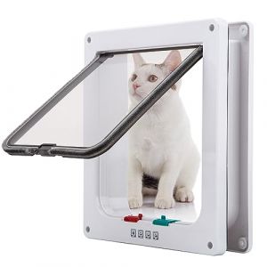 TKOOFN Chatière pour Chat, Sécurité Chatière Imperméabiliser avec verrou Rotatif à 4 Voies pour Chat, Petit Chien, Facile à Installer et à Utiliser, Chatières pour Chien Intérieure - Blanc - M (Hanko Electronic, neuf)