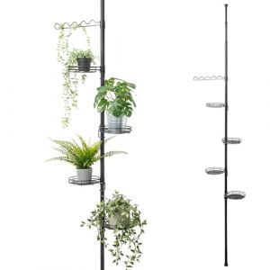 bremermann Étagère à Fleurs télescopique avec 4 Plateaux et tuteur - Colonne à Fleurs avec Hauteur d'installation de 140 à 290 cm (Noir) (eluno24, neuf)