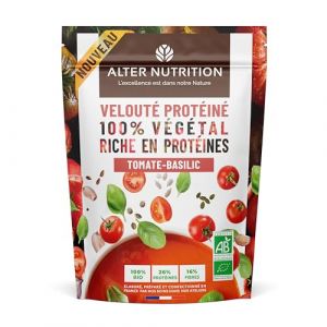 ALTER NUTRITION - Soupe Protéinée Bio - Tomate/Basilic - En Poudre - Riche En Protéines (26%) & En Fibres (16%) - Faible En Matières Grasses - Protéines Végétales - Made In France - Sachet De 180 g (JRT Nutrition, neuf)