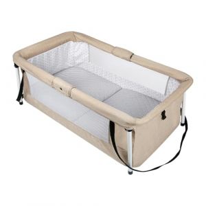 Berceau Cododo avec Matelas et Moustiquaire,lit d'appoint, lit de voyage pour enfants, parc, pour bébés et enfants de la naissance jusqu'à 35 kg,90 * 70 * 50cm (beige) (Hechheu, neuf)