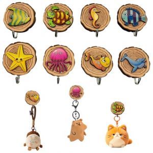 THQAE 8 Pi&egrave;ces Porte Manteau Enfant, Crochet Adh&eacute;sif Mural Enfant, Patere Enfant Bois Animaux Sans Percage pour Fille Garcon pour Chambre Salle de Bain Cuisine (ProTechika O&Uuml;, neuf)