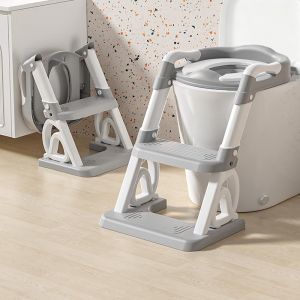 OHMG R&eacute;ducteur de toilette enfant avec marche,Si&egrave;ge WC pliable pour apprentissage de la propret&eacute;,Rehausseur WC enfant avec escalier antid&eacute;rapant,Adaptateur Toilette Pour gar&ccedil;ons et filles (jusiZL, neuf)