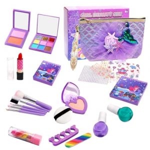 Coffret Maquillage Enfant,Jeu De Maquillage Lavable - Set Cosm&eacute;tique pour | Pour Coiffeuse, &Eacute;cole Maternelle, Maison, Garderie, Anniversaire et F&ecirc;tes (luominuo, neuf)