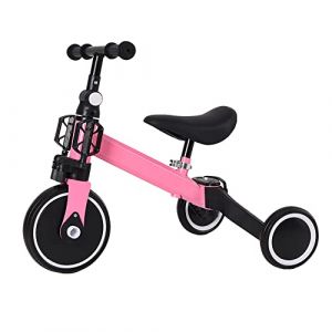 2-en-1 (Rose)-Draisienne Bebe, Cadeau de Premier Anniversaire Noel -Trotteur, Premier vélo à 3 Roues pour Garçons et Filles, Selle réglable, Trois Roues, De 12 Mois à Environ 5 Ans, Charge 25 kg (Hechheu, neuf)