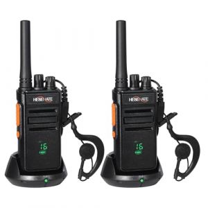 Talkie Walkie PMR446 sans Licence 16 Canaux, Rechargeable avec Chargeur USB, Talkie Walkie Professionnel avec Oreillette (2pcs, Noir) (Hesenate Radio EU, neuf)