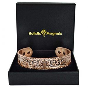 Bracelet Cuivre Homme Femme Bracelet Magn&eacute;tique Bracelet Aimant&eacute; Bracelet Jonc avec six aimants Id&eacute;e Cadeau (HSC)-Fer &agrave; cheval chanceux (M: Poignet 16,5-19,5cm) (Holistic Magnets, neuf)