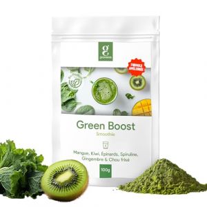GREENORA Smoothie Poudre Spiruline, Épinards, Gingembre, Chou Kale, Mangue et Kiwi. Fruits et Légumes Lyophilisés 100% Naturels. Superaliments. 100g (Greenora SPB, neuf)