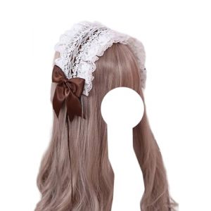 Accessoires for cheveux Lolita, serre-tête en dentelle blanche, serre-tête de soubrette, serre-tête à nœud, coiffe for fille, accessoire de robe Lolita(Coffee) (FFNWFHZ, neuf)