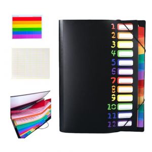 Trieur Document, Trieur 12 Compartiments A4 &Eacute;tiquettes en Ruban, Rangement Papier Administratif avec &Eacute;tiquettes Autocollantes &Eacute;crivables, Range Document, Convient L'&eacute;cole, Maison, Bureau (NEBULO, neuf)