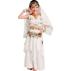 Costume indien pour fille - Vêtements de danse du ventre - Robe d'Halloween dos nu, blanc, 6-9 ans (Dance voice, neuf)