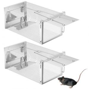 Ravytha 2 Pi&egrave;ces Piege a Souris, Piege a Rat avec Trou d'air, Attrape Souris R&eacute;utilisables, Cage M&eacute;tal Attrape Souris, Nasse a Rats sans Tuer pour Garage, Grenier, Jardin, Maison, Cuisine(26.5x15cm) (LASCU STORE S.R.L., neuf)