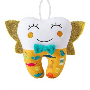 free-space Poup&eacute;e f&eacute;e des Dents Broderie avec Poche Ailes Brillantes Cristal Velours f&eacute;e des Dents Souvenir gar&ccedil;ons Filles Cadeaux (Yellow) (ShigongyuEU, neuf)