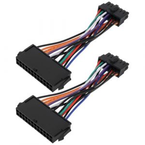 EMSea Lot de 2 Câbles d'alimentation Adaptateur Femelle 24 Broches vers Mâle 14 Broches 13 Cm Compatible avec Lenovo Medion ATX PSU IBM M92P M93P H530 Q77 B75 (EMC_Store, neuf)