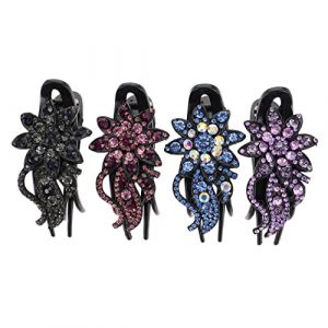 VALICLUD Lot De 4 Pinces &agrave; Cheveux Pince &agrave; Bec De Canard Moyen Antid&eacute;rapantes Pour Coiffure F&eacute;minine Usage Quotidien 4 Couleurs Violet, Bleu Marine, Bleu D&eacute;grad&eacute; Et Prune (Cedongh, neuf)