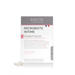 BIOCYTE Microbiote Intime - Complement Alimentaire Probiotique Flore Intime - 10 Milliards d'UFC par prise - Propolis, Cranberry - Programme 10 Jours (Laboratoire Biocyte, neuf)