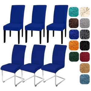 Yugarlibi Lot de 6 housses de chaise extensibles pour chaise basculante - Amovible et lavable - Protection pour cuisine, restaurant, hôtel, banquet, mariage (bleu foncé, 6 pièces) (Yingchengda Direct Store, neuf)