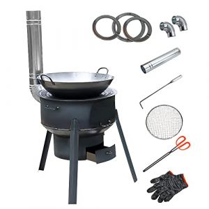 BigKing Poêle à bois en acier inoxydable, Wood Stove Camping Portable, Poêle à Bois Camping avec Poignée de Transport pour Faire Bouillir L'eau, la Cuisson, le Barbecue, le Camp Extérieur (Bigking–EU, neuf)