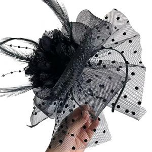 Btgghytr Serre-tête élégant pour femmes et filles - Bibi de mariage avec fleur et plumes - Chapeau pour maquillage - Fête de mariage - Opéra - Joli bandeau pour cheveux (KAIlaicia, neuf)