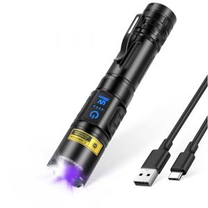 DARKBEAM Lampe Torche UV 395 nm Lumière Noire, Lampes de Poche de Camping LED Puissante USB Rechargeable, Lampe Wood Ultraviolette Détecteur pour d'Urine, Ambré, Verre d'Uranium, Résine Durcissante (DARKBEAM, neuf)