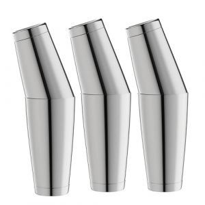 WOTOR Boston Lot de 3 shakers &agrave; cocktail lest&eacute;s en acier inoxydable de 530 ml et 830 ml, shaker &agrave; martini en m&eacute;tal pour barman, outils de bar professionnels pour barman(argent&eacute;) (Kitchenlove, neuf)