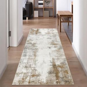 Famibay Tapis Couloir 65x180 Avable en Machine Tapis De Passage Anti Derapant Doux Poil Ras Beige Moderne Abstrait Tapis Cuisine Salle A Manger Chambre (Pretty Decor, neuf)