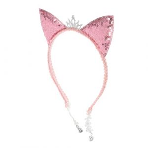 PAMINGONO couronne de paillettes d'oreille de chat velu chat bandeau déguisement Bandeau oreilles chat Couronne sequin bandeau de modelage d'oreille de chat accessoire de tête de cosplay (ndunk, neuf)
