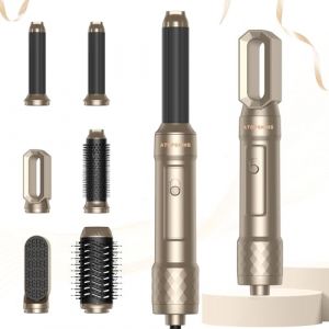 Atopskins Brosse Soufflante 6 en 1 Air Styler Set, Air Brush Seche Cheveux Brosse Chauffante Brushing et 1000W SèChe-Cheveux, Boucleur a Air, Brosse Lissante Chauffante,Thermal Brush, Brosse Coiffante (Metis2023, neuf)
