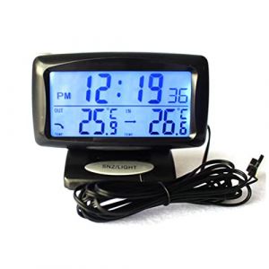 Kit 2 en 1 pour voiture - Horloge électronique LED - Thermomètre intérieur et extérieur - Double outil de mesure de la température (wheat flakes, neuf)