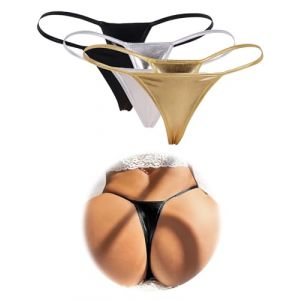 ohyeahlady Simili Cuir Mini String Ficelle Femme Sexy &Eacute;rotique Grande Taille Micro String de Bain Hot Ouverte Bikini Culotte Tanga Chic Slip sous-v&ecirc;tements F&eacute;minins T Back 3 Pack,M (ohyeahlady, neuf)