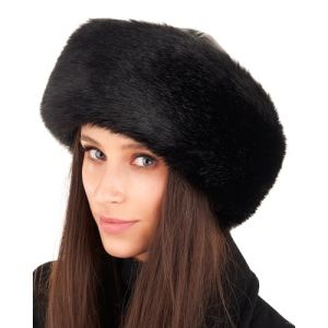 Futrzane Siberian Toque - Chapka Femme Cuir avec Fourrure - Chic Bonnet Hiver (XS, Noir - Noir Siberian) (Futrzane EU, neuf)