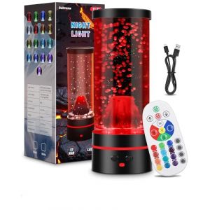 DoXtreme Lampe &agrave; Volcan pour Enfants, LED Veilleuse Lampe Volcan avec 17 Couleurs Changeantes et T&eacute;l&eacute;commande 4 Modes,USB Relaxante Lumi&egrave;re d'ambiance pour Cadeau d'anniversaire,Vacances,No&euml;l(Noir) (AnarioN1 SIA, neuf)