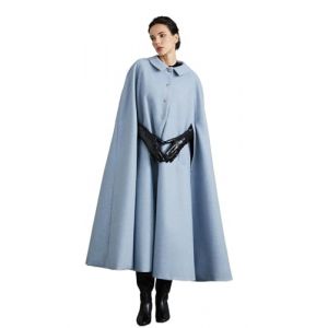BEAUTELICATE Cape Manteau Longue en Laine M&eacute;lange Chic Vintage Ample Chaud pour Femme Soir&eacute;e Mariage Quotidien de Hiver Automne avec Poches Bouton Bleu Nuage, L (BEAUTELICATE-FR, neuf)