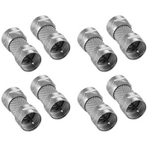 POPPSTAR 8x Adaptateur coupleur F (connecteur: Fiche F vers Fiche F), pour c&acirc;ble coaxial - c&acirc;ble d'antenne TV et satellite, argent (poppstar*, neuf)