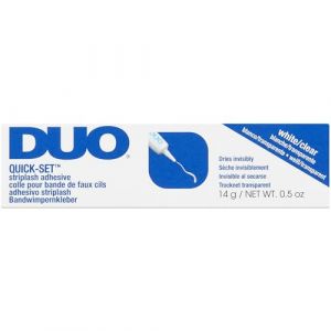 DUO Quick-Set Adh&eacute;sif transparent pour cils 14 g Application blanche s&egrave;che transparente en quelques secondes Longue dur&eacute;e &agrave; l'usure toute la journ&eacute;e Bande r&eacute;sistante &agrave; l'eau et cils individuels (BTL CORP, neuf)