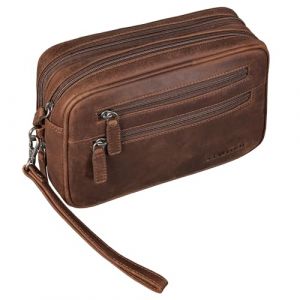 STILORD 'Nero' Sac de Poignet Homme Cuir Vintage Sac &agrave; Main pour Tablette 8,4 Pouces Sacoche &agrave; id&eacute;al comme Portefeuille Porte-Monnaie, Couleur:sapelli - Marron (STILORD Cuir, neuf)