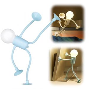 JIABAOZ Lampe de Nuit Amusante avec Ventouse, Lampe Cr&eacute;ative en Forme de Personnage, Petite Lampe de Bureau LED Polyvalente, D&eacute;coration de No&euml;l (Blue) (QL-SPUS, neuf)