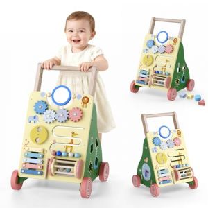 Brolteja Chariot de Marche en Bois pour Bébé,centre d'activités Montessori pour garçons et filles, 10-en-1 Trotteur Bébé en Bois,pour les tout-petits de 3 mois à 2 ans, Cadeau pour Garçons et Filles (YONCHAZH, neuf)