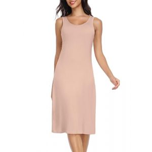 Lovasy Fond de Robe Femme Long en Modal sous Robe avec Bretelles Larges Sexy Chemise de Nuit Antistatique Gainant,A-Kaki,XL (Lovasy Direct, neuf)