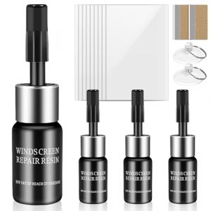 Klerbesh 4 Pi&egrave;ces Kit R&eacute;paration Pare Brise, R&eacute;sine Verre Auto pour Impacts et Fissures, Comble &Eacute;clats en &Eacute;toile ou Oeil de Boeuf, Liquide de R&eacute;paration pour Verre (4Pcs) (kebishi2025, neuf)