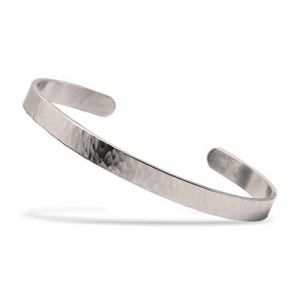 Nato Cuff - Bracelet Jonc Acier Inoxydable Martel&eacute; Bijou Homme ou Femme Fait Main en France (Large) (Nato Cuff, neuf)