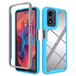SEAHAI Transparente Coque pour Motorola Moto E14/Moto G24/Moto G24 Power/Moto G04/Moto G04S, Étui Rigide PC/Cadre Anti-Chute/Souple TPU Housse Gel Silicone Case Antichoc Cover - Bleu Clair (Liner-EU, neuf)