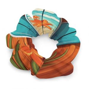 Chouchous en satin extensible, planche de surf sur bois imprimé, accessoires pour cheveux, élastiques à cheveux extensibles pour femmes (shenyuxiaodian, neuf)