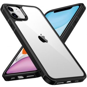 ivoler Coque HD Clair Anti-Jaunissement pour iPhone 11 6.1 Pouces, Militare &Eacute;tui de Protection Transparente Antichoc, Mince Dur PC Dos Anti-Rayures Bumper Housse, Noir (AYRmall-AMFR, neuf)