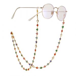 TEAMER Cha&icirc;ne de lunettes en forme de c&oelig;ur color&eacute; - Cha&icirc;ne de lunettes de lecture en forme de c&oelig;ur noir - Bracelet de lunettes - Bijou boh&egrave;me pour femme et homme, C&oelig;ur color&eacute; - (TEAMER, neuf)